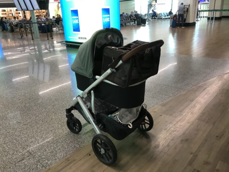 Gate checking strollers at the airport