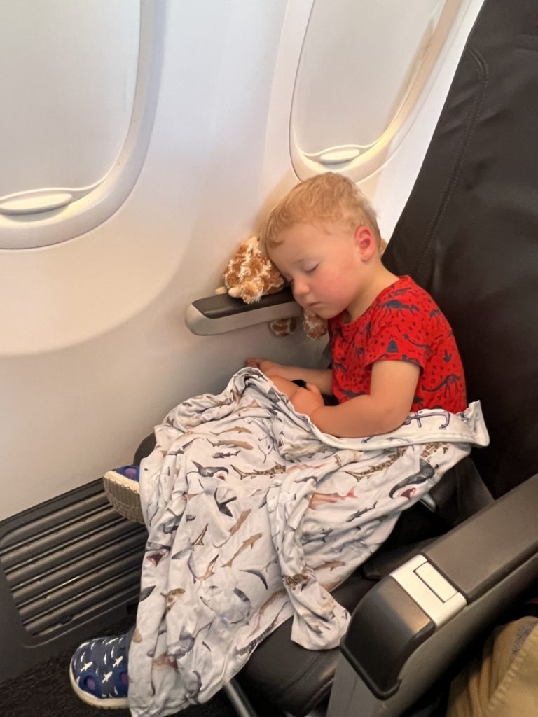 Toddler flying Air France from Paris to Stockholm