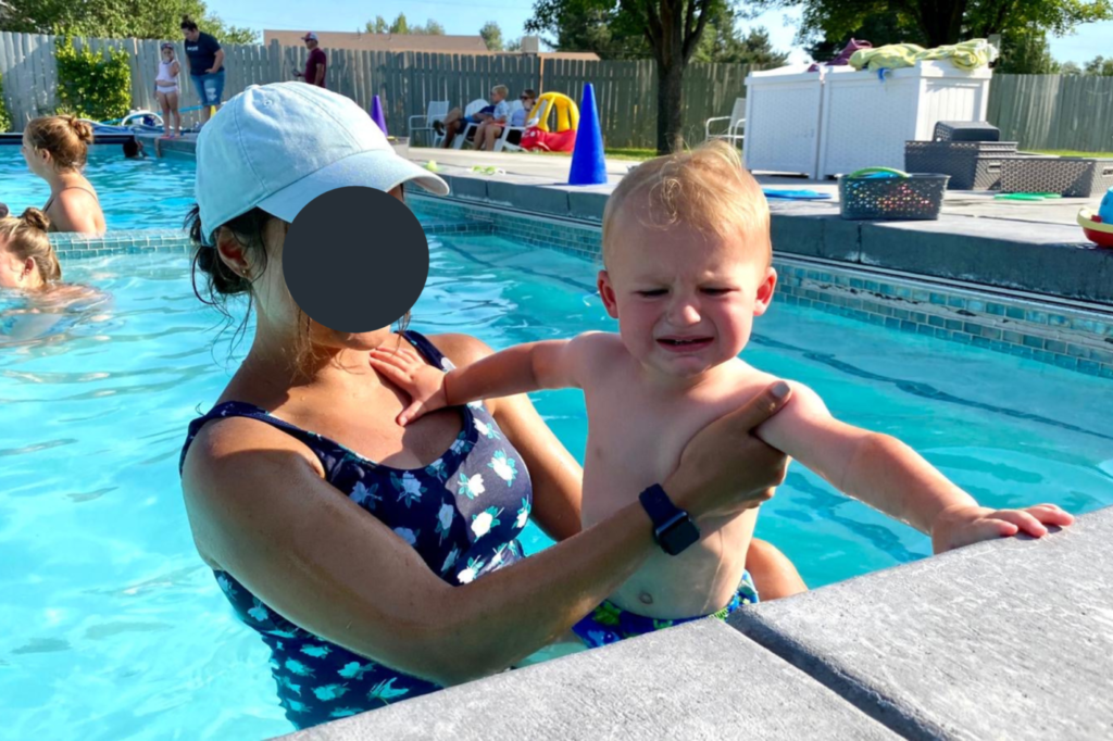 Toddler crying during ISR Swim Lessons